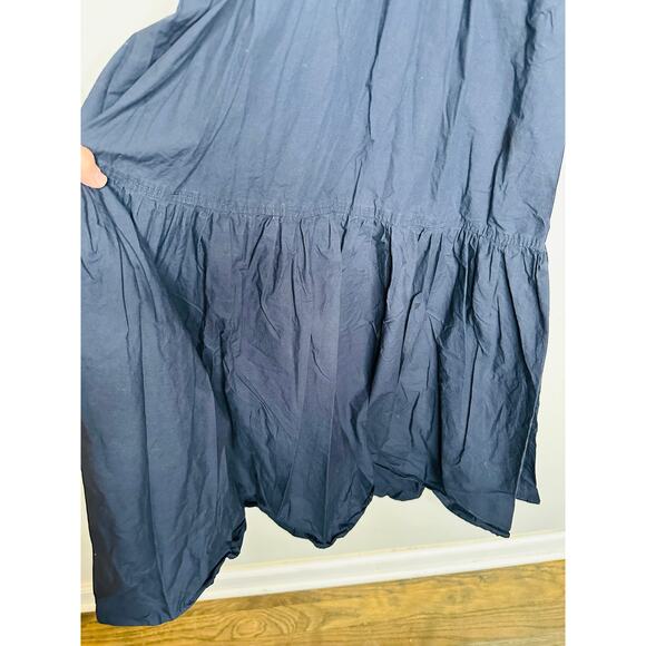 A.L.C. Dark Blue 100% Cotton Sleeveless V-Neck Back Cutout Rhodes Dress Size 4 - Picture 5 of 13